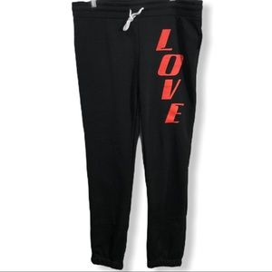 NYC Black Sweat Pants Red LOVE spell out on Leg